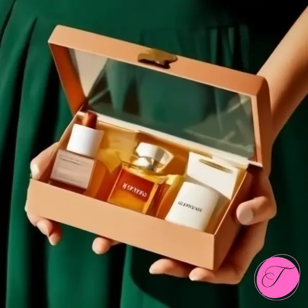 Flacon de parfum unisexe moderne avec une fusion de notes florales et boisées, sur fond minimaliste