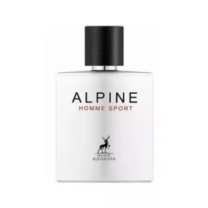 Flacon du parfum Alpine by Alhambra - Eau de Parfum masculine aux notes fraîches d'agrumes et bois noble, flacon luxe en verre ambré avec dorures